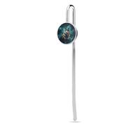 Wolf Under The Starry Sky Bookmark with Round Picture, Fun Book Marks 1" for Reading Women Men, Bookmarks Stainless Steel for Book Lovers Gift, Christmas, Birthday, Valentine’s
