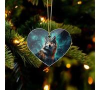 Wolf Under The Starry Sky Christmas Ornaments - Farmhouse Xmas Hanging Ornaments for Christmas Tree Decorations, Rustic Holiday Love Pendant Decor and Gift Party Tags