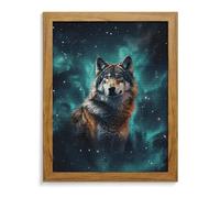 Wolf Under The Starry Sky Diamond Painting Kits for Adults 5D DIY Drill Diamond Art Kits Arts And Crafts for Beginners Sparkling Home Wall Decor Painting for Living Room Bedroom Yellow Wood 40*50cm