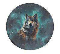 Wolf Under The Starry Sky Fridge Magnets for Home, Magnetic Refrigerator Sticker for Whiteboard, Circle Waterproof Fridge Magnet for Refrigerator, Locker, Car Garage, Office Decor 2 PCS