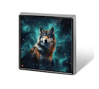 Wolf Under The Starry Sky Lapel Pin Fashion Brooch Pin Cute Button Badges Square Button Pins Enamel Pins Metal Pinback for Hat Shirt Clothing Bags Decoration
