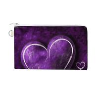 Wolf Under The Starry Sky Wallet for Men Women Canvas Coin Purse Zippered Change Holder with Secure Closure, Purple Hearts, One Size