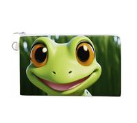 Wolf Under The Starry Sky Wallet for Men Women Canvas Coin Purse Zippered Change Holder with Secure Closure, Cute Frog, One Size