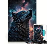 Wolf Under The Stars 1000 Piece Jigsaws for Adults Mind Train Fun Precision Cut Smooth Edges Absorbing Activity for Quiet Nights (50x75cm)