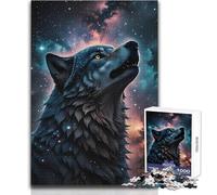 Wolf Under The Stars Jigsaw Puzzle 1000 Cognitive Development Fun Game Special Thoughtful Celebration Present Size 38x26cm