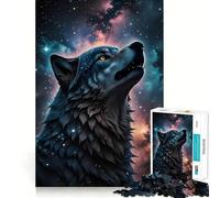 Wolf Under The Stars Teenagers 1000 Pieces Puzzle Memory Fun Game Clean Cut Sturdy Components Portable Travel Friendly Fun Game (38x26cm)