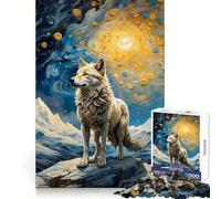 Wolf Van Gogh 1000 Piece Jigsaw Puzzles for Adults Jigsaw Boost Memory Peaceful Recreation Quality Cut Memorable Gift (38x26cm)