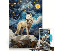 Wolf Van Gogh 1000 Piece Puzzle For Teenagers Mind Skill Play Laser Cut for Flawless Fit Relaxing Indoor Group Activity (38x52cm)