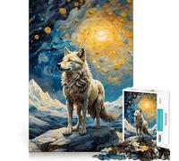 Wolf Van Gogh Adult Jigsaw1000 Pieces Cognitive Train Game Tight Interlock No Gaps Calming Mental Break Activity (50x75cm)