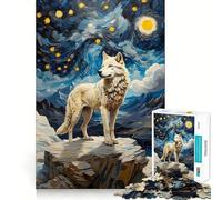 Wolf Van Gogh Jigsaw 1000 Pieces for Adults Memory Fun Game Expert Cutting Craftsmanship Relaxing Indoor Group Activity (50x75cm)