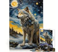 Wolf Van Gogh Jigsaw 1000 Pieces for Teenagers Brain Agility Cozy Pastime Secure Join Ideal Xmas Gift (50x75cm)