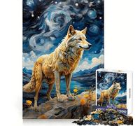 Wolf Van Gogh Jigsaw Puzzle 1000 Piece Think Training Casual Enjoyment Defined Edges Bday Surprise (38x26cm)