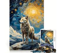Wolf Van Gogh Jigsaw Puzzle 1000 Piece Think Training Casual Enjoyment Defined Edges Bday Surprise (50x75cm)