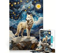 Wolf Van Gogh Jigsaw Puzzle1000 Pieces Thinking Skill Game Seamless Fit Precise Pieces Family Fun Night Activity (38x26cm)