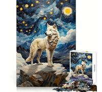 Wolf Van Gogh Teenagers 1000 Piece Jigsaw Puzzle Focus Training Leisure Activity Tight Join Thoughtful Gift (38x26cm)
