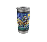 Wolf Van Gogh Wolf Howling at Moon in Style of Starry Night Stainless Steel Insulated Tumbler