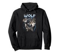 Wolf Vintage 90s Heavy Metal Retro Wolf Animal Lover Wolves Pullover Hoodie