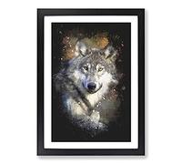 Wolf Vol.2 Paint Splash Framed Print | A2 Black Framed Wall Art | Ready to Hang | Modern Animal Picture | Living Room Bedroom Lounge Office