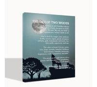 Wolf Wall Art: The Tale of Two Wolves - Native American Inspirational Quote Canvas Poster, Decor and Gifts (10x12 inch)