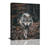 Wolf Wall Art Wildlife Forest Pictures Wall Decor Wolf Canvas Painting Print Home Modern Artwork Decorations Framed for Bathroom Living Room Bedroom Office 12 x 16 inch
