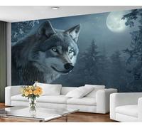 Wolf Wallpaper for Living Room - Peel and Stick Wallpaper, Night Forest Scenery Bedroom Wall Paper, Large Wall Mural & Winter Wolf Home Decor, Self Adhesive