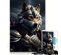 Wolf Warrior Armor Animal 1000 Piece Jigsaw Brain Skill Game High Precision Die Cut Fascinating Hobby for Idle Moments (38x26cm)