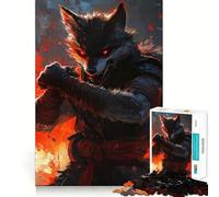 Wolf Warrior Art Jigsaw Puzzles1000 Pieces Brain Recall Game Premium Laser Cut Quality Absorbing Activity for Quiet Nights (50x75cm)