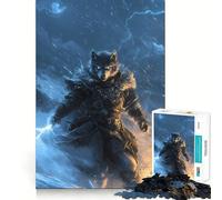 Wolf Warrior with Lightning Adults 1000 Piece Jigsaw Puzzle Focus Memory Game Zero Gap Compact Fun for Family Game Time (50x75cm)