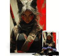 Wolf Warrior Woman with Sword 1000 Pieces Jigsaw Puzzles for Teenagers Smart Exercise Leisure Activity Seamless Lock Birthday Gift (38x52cm)