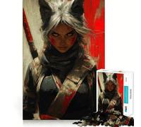 Wolf Warrior Woman with Sword Adult Jigsaw1000 Pieces Cognitive Train Game Tight Interlock No Gaps Calming Mental Break Activity (50x75cm)