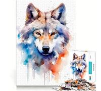 Wolf Watercolor 1000 Piece Puzzle For Teenagers Mind Skill Play Laser Cut for Flawless Fit Relaxing Indoor Group Activity (38x52cm)