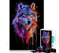 Wolf Watercolor 1000 Piece Teenager Puzzles Cognitive Train Game Zero Gap Compact Fun for Family Game Time (38x52cm)