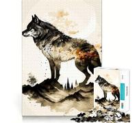 Wolf Watercolor Adult Jigsaw1000 Pieces Mind Boost Game Premium Laser Cut Quality Relaxing Indoor Group Activity (50x75cm)