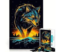 Wolf Watercolor Adults 1000 Piece Jigsaw Puzzle Focus Memory Game Zero Gap Compact Fun for Family Game Time (38x26cm)
