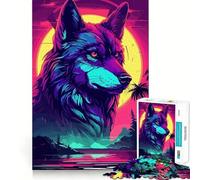 Wolf Watercolor Jigsaw Puzzle 1000 Piece Mental Exercise Fun Seamless Fit Precise Pieces Engaging Way to Pass Free Hours (38x52cm)