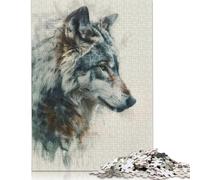 Wolf Watercolor Painting Puzzle for Adults And Teenagers 1000 Pieces Wooden Puzzles for Adults & Teenager Family Activity Jigsaw Puzzles 1000pcs (75x50cm)