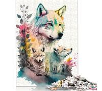 Wolf Watercolor Painting Puzzles for Adults & Teenagers Puzzles for Adults & Teenager Fun Puzzles Games 1000pcs (75x50cm)