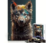 Wolf Watercolor Sketch Hard Jigsaw Puzzle for Adults 1000 Pieces Focus Enhance Restful Activity Smooth Cut Winter Gift (38x26cm)