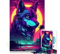 Wolf Watercolor Teenagers 1000 Pieces Puzzle Memory Fun Game Clean Cut Sturdy Components Portable Travel Friendly Fun Game (50x75cm)