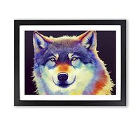 Wolf Watercolour Framed Wall Art Print A2 Black