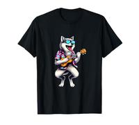 Wolf Wearing a Hawaiian Shirt, Playing a Ukulele T-Shirt