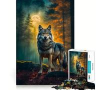 Wolf Werewolf Landscape 1000 Jigsaw Puzzle Mental Fun Game Seamless Fit Precise Pieces Relaxing Indoor Group Activity (38x26cm)
