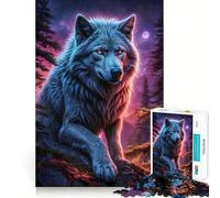 Wolf Werewolf Landscape 1000 Piece Jigsaws for Adults Mental Improve Play Laser Cut for Flawless Fit Family Fun Night Activity (38x52cm)
