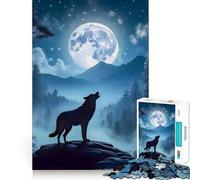 Wolf Werewolf Landscape 1000 Piece Jigsaws for Adults Mind Train Fun Precision Cut Smooth Edges Absorbing Activity for Quiet Nights (50x75cm)