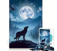 Wolf Werewolf Landscape 1000 Piece Jigsaws for Adults Mind Train Fun Precision Cut Smooth Edges Absorbing Activity for Quiet Nights (38x52cm)