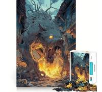 Wolf Werewolf Monster in Ruined Town Adult Jigsaw1000 Pieces Cognitive Boost Game No Gap Tight Fitting Design Birthday Gift Brain Teaser Toy (38x52cm)
