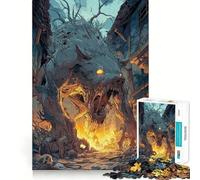 Wolf Werewolf Monster in Ruined Town Jigsaw Puzzle 1000 Piece Mental Exercise Fun Seamless Fit Precise Pieces Engaging Way to Pass Free Hours (38x26cm)