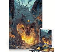 Wolf Werewolf Monster in Ruined Town Puzzles for Teenagers 1000 Piece Logic Practice Calm Downtime Clean Edges Ideal Present (38x52cm)