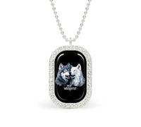 Wolf Whisperer Personalized Necklace Print Pattern Pendant With Chain Gifts For Women Men Silver-style-17