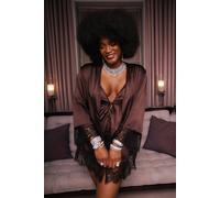 Wolf & Whistle Alaia Chocolate Brown Caged Kimono - Chocolate - 6